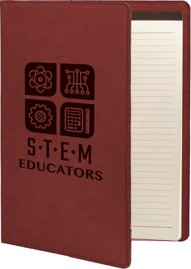 9 1/2" x 12" Rose Laserable Leatherette Portfolio with Notepad