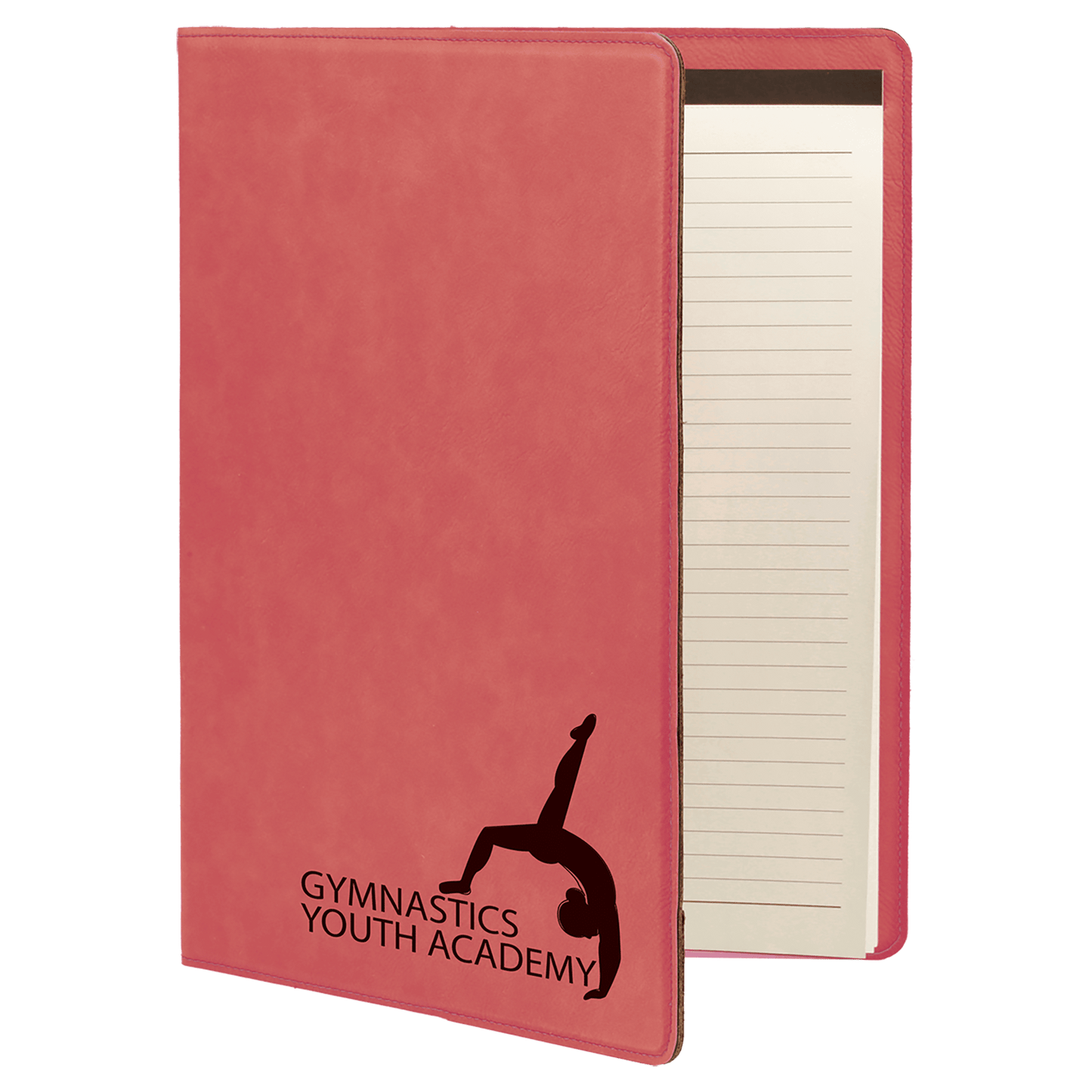 Pink 9 1/2" x 12" laser engravable leatherette portfolio notepad professional gift