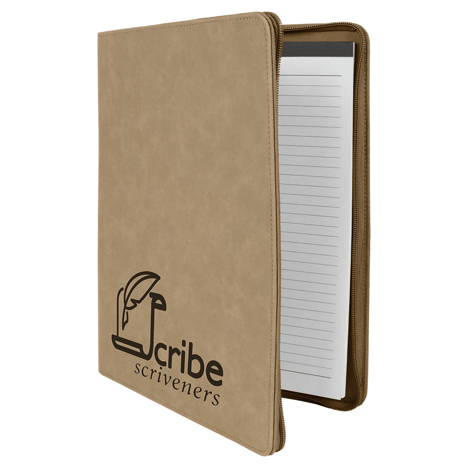 Light Brown 9 1/2" x 12" laser engravable leatherette portfolio notepad professional gift