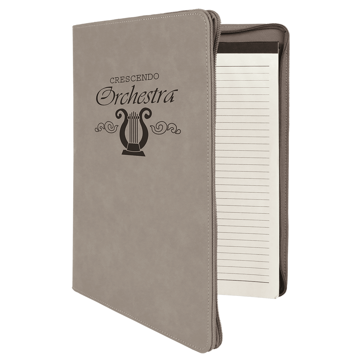 Gray 9 1/2" x 12" laser engravable leatherette portfolio notepad professional gift