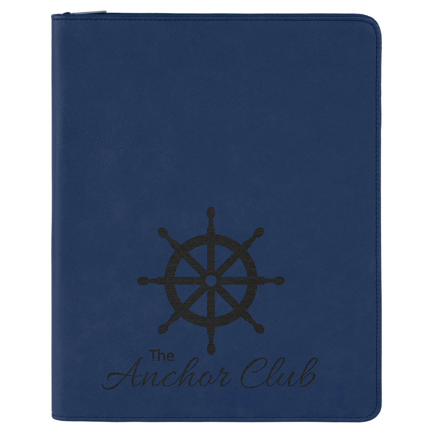 Blue/Black 9 1/2" x 12" laser engravable leatherette portfolio notepad professional gift