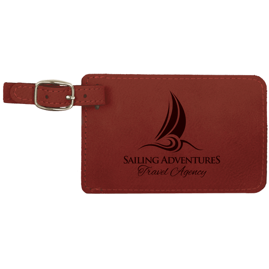 4 1/4" x 2 3/4" laser engravable leatherette luggage tag personalized gift