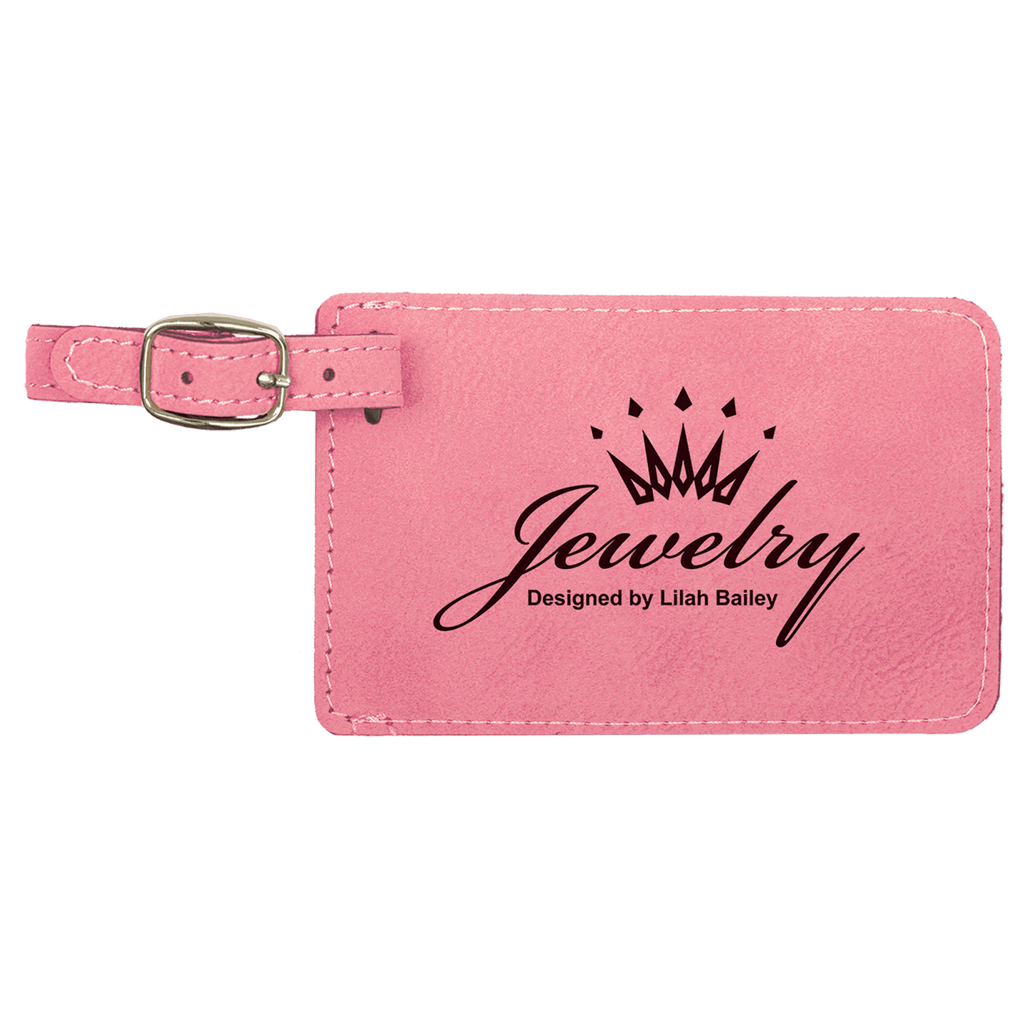 4 1/4" x 2 3/4" Pink Laserable Leatherette Luggage Tag
