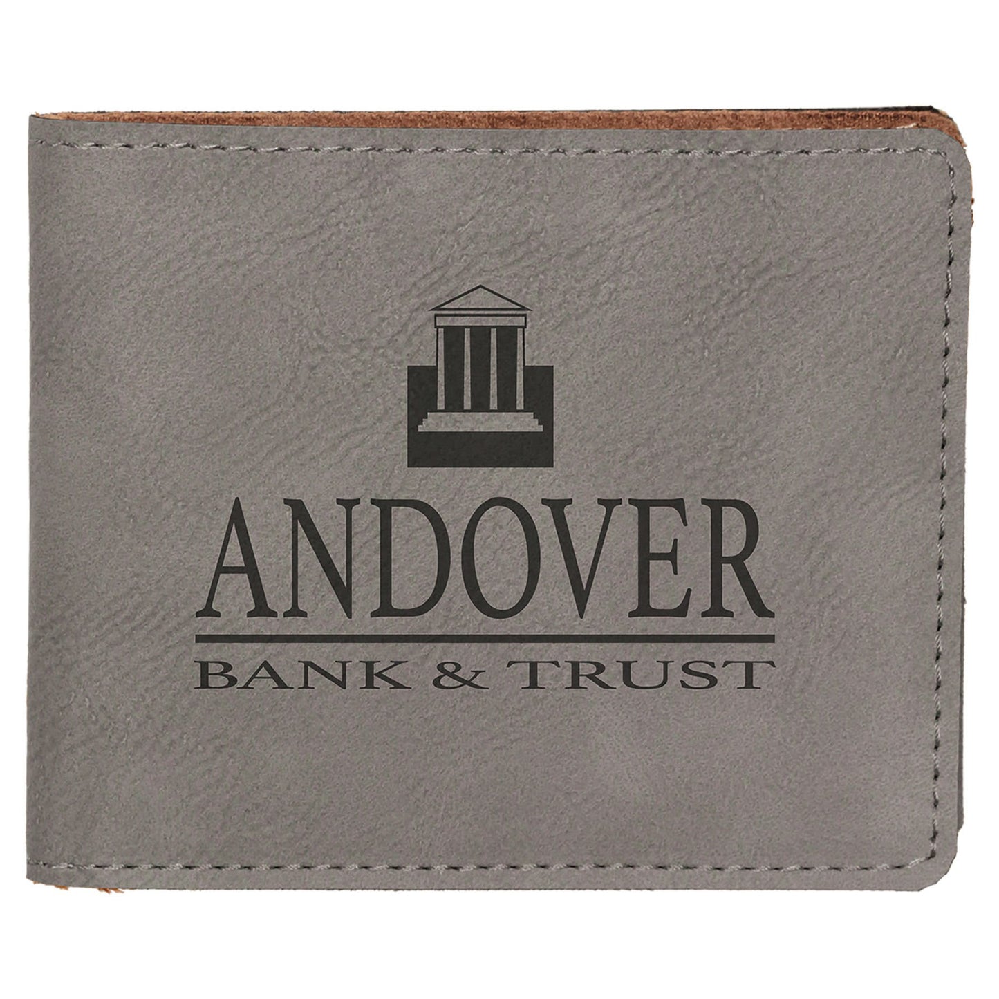 Gray laser engravable leatherette bifold wallet personalized gift