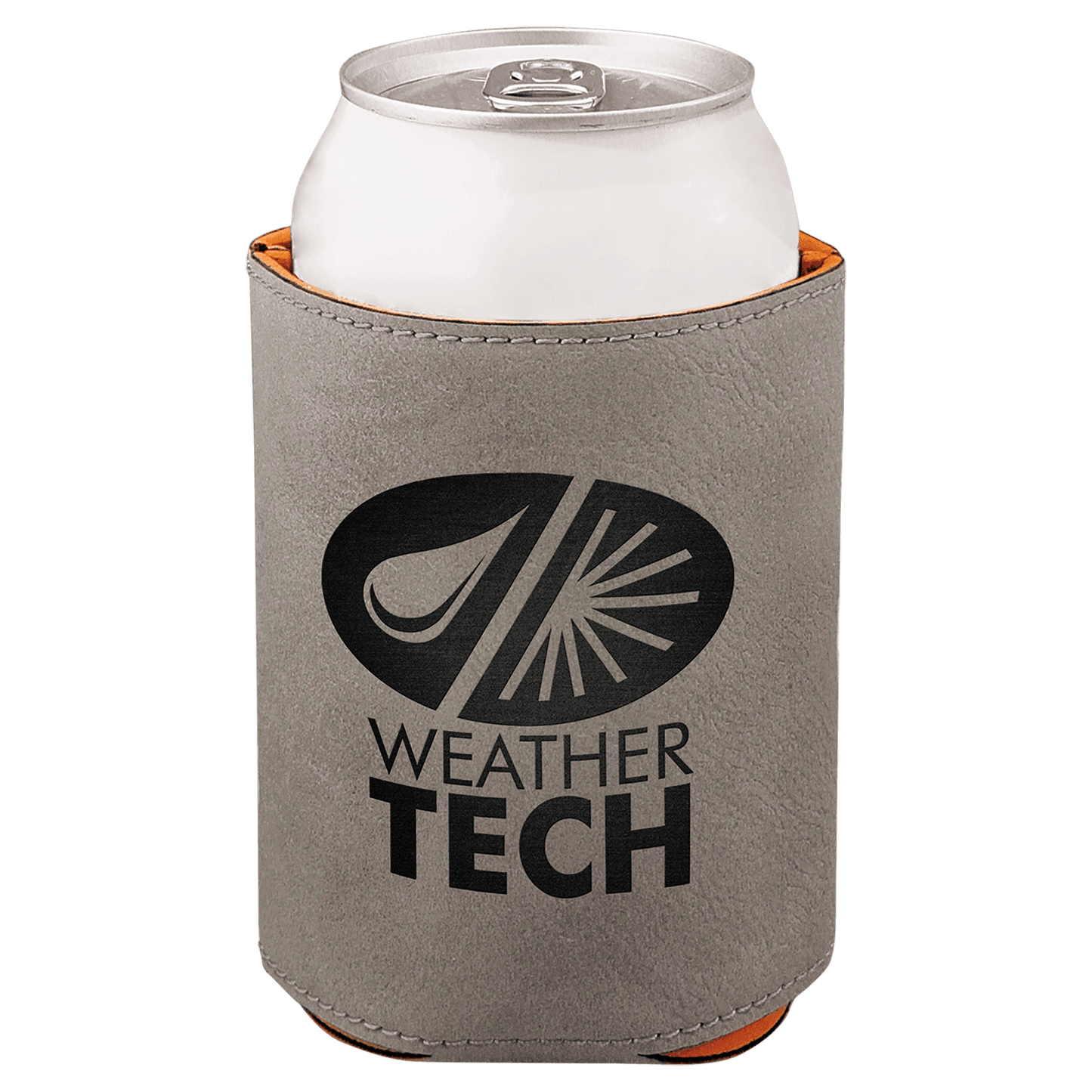 Personalized 3.75 inch leatherette can beverage holder with custom engraved name or monogram