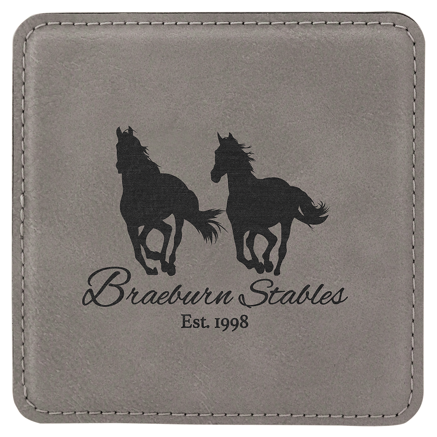 4" x 4" Square Gray Laserable Leatherette Coaster