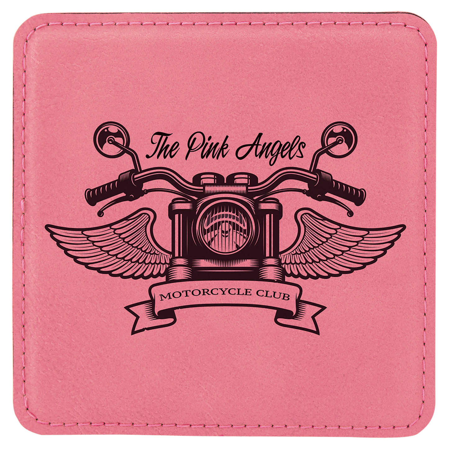 Personalized 4 inch square leatherette coaster with custom engraved name or monogram