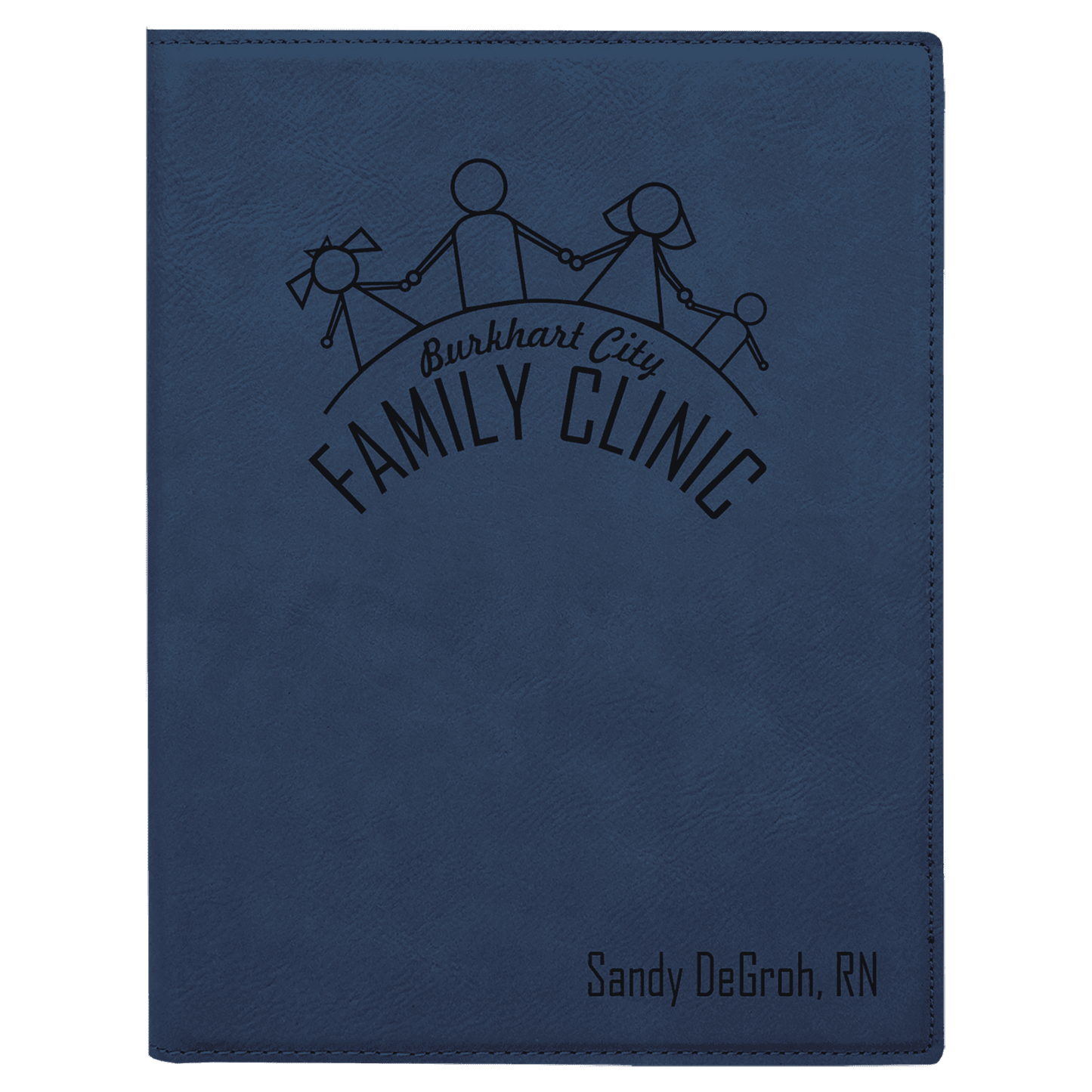 7" x 9" Blue/Black Laserable Leatherette Small Portfolio with Notepad