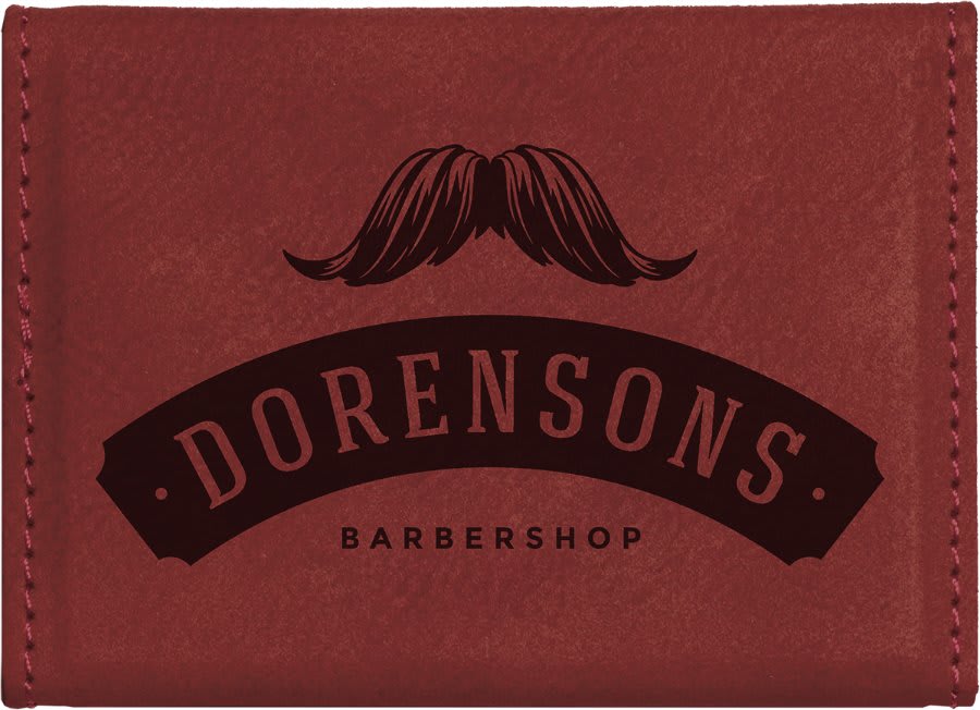 3 3/4" x 2 3/4" Rose Laserable Leatherette Hard Business Card Holder