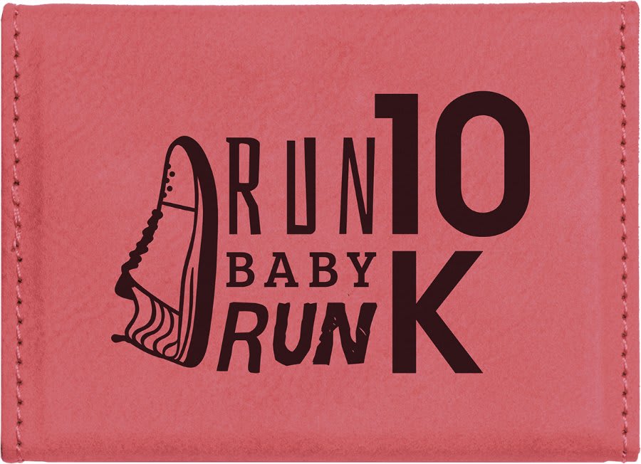 3 3/4" x 2 3/4" Pink Laserable Leatherette Hard Business Card Holder