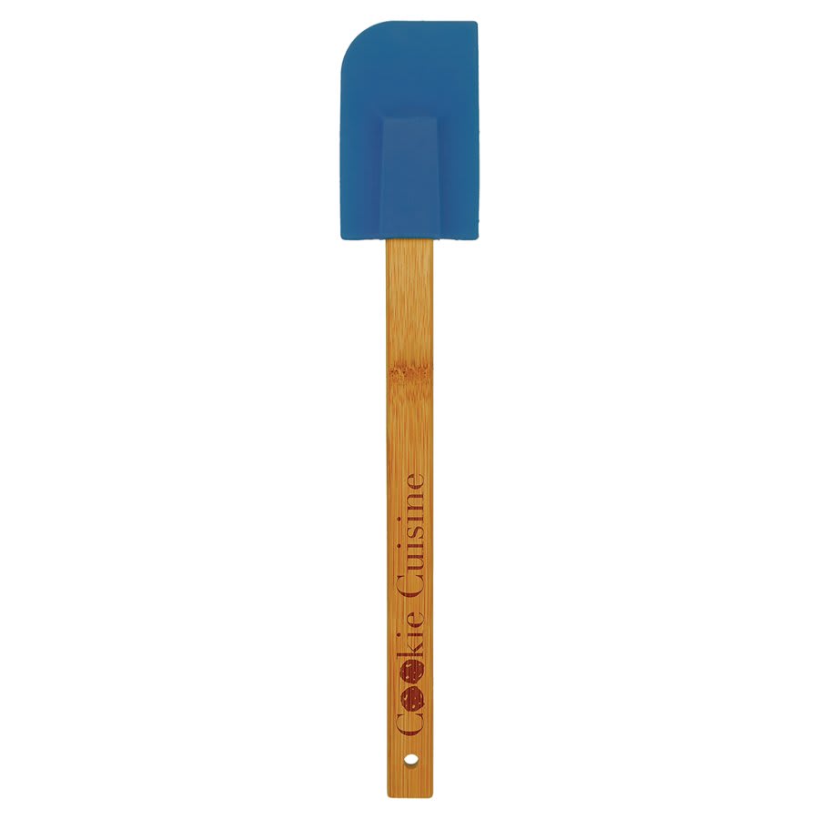 Blue/Brown Silicone Spatula with Bamboo Handle laser engravable