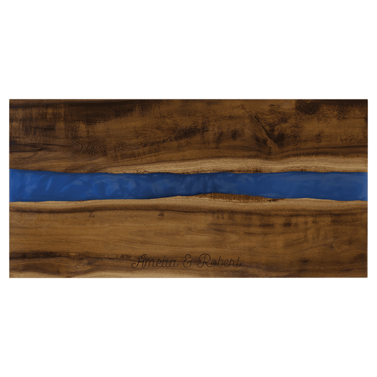 18"x 9" Acacia with Blue Pearl Resin Serving Board