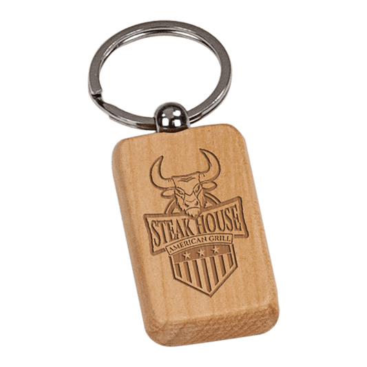 1" x 2" Maple Rectangle Keychain laser engravable