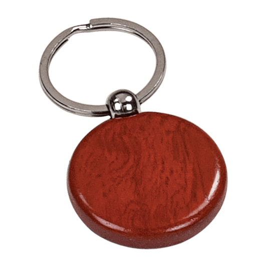 1 1/2" Rosewood Finish Round Keychain laser engravable