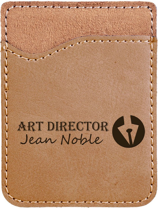 Light Brown laser engravable leatherette phone wallet personalized gift