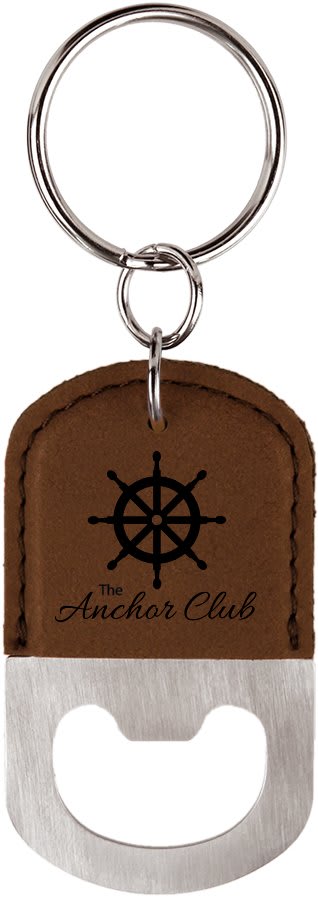 Dark Brown laser engravable leatherette keychain bottle opener personalized gift