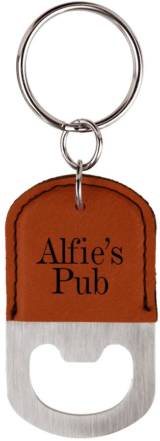 Rawhide laser engravable leatherette keychain bottle opener personalized gift