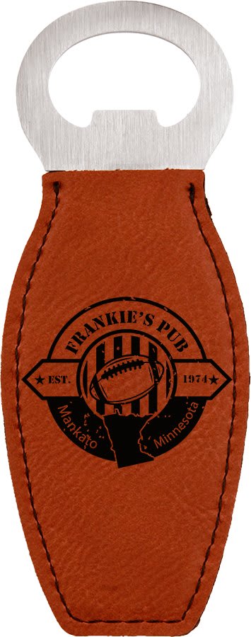 Rawhide laser engravable leatherette bottle opener personalized gift
