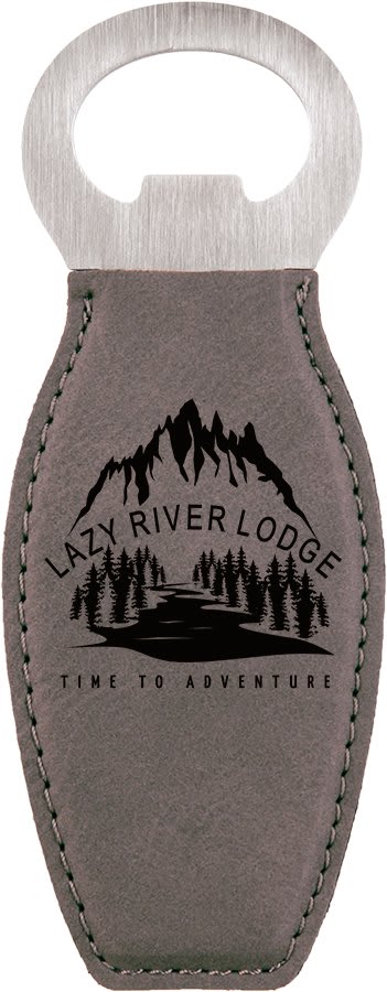 Gray laser engravable leatherette bottle opener personalized gift