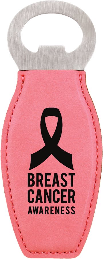Pink laser engravable leatherette bottle opener personalized gift
