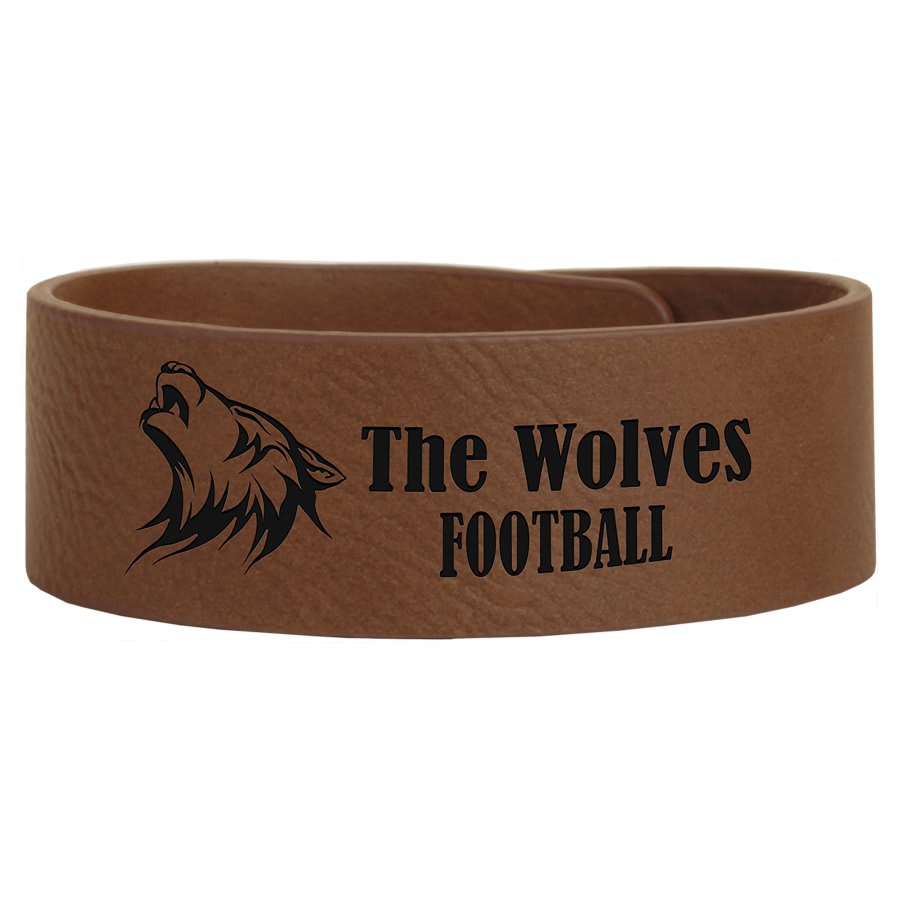 Dark Brown laser engravable leatherette cuff bracelet personalized