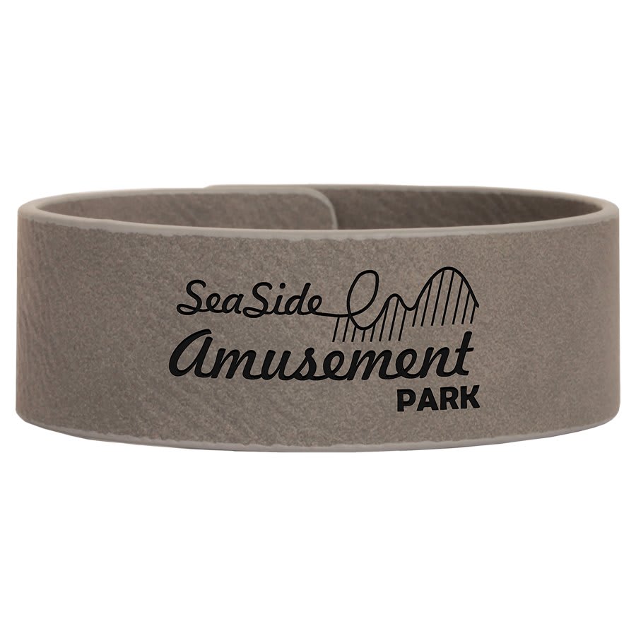 Gray laser engravable leatherette cuff bracelet personalized