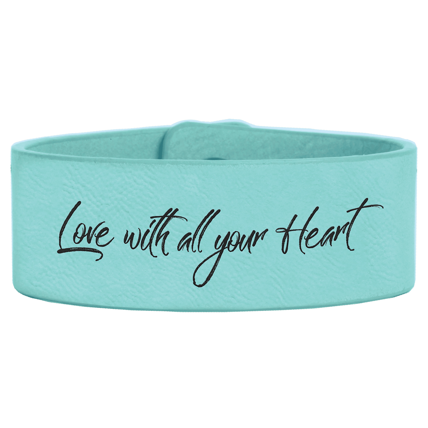 Teal laser engravable leatherette cuff bracelet personalized