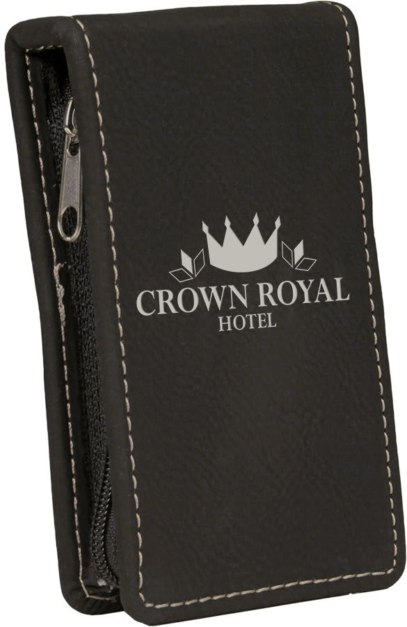 7-Piece Black/Silver Laserable Leatherette Manicure Gift Set