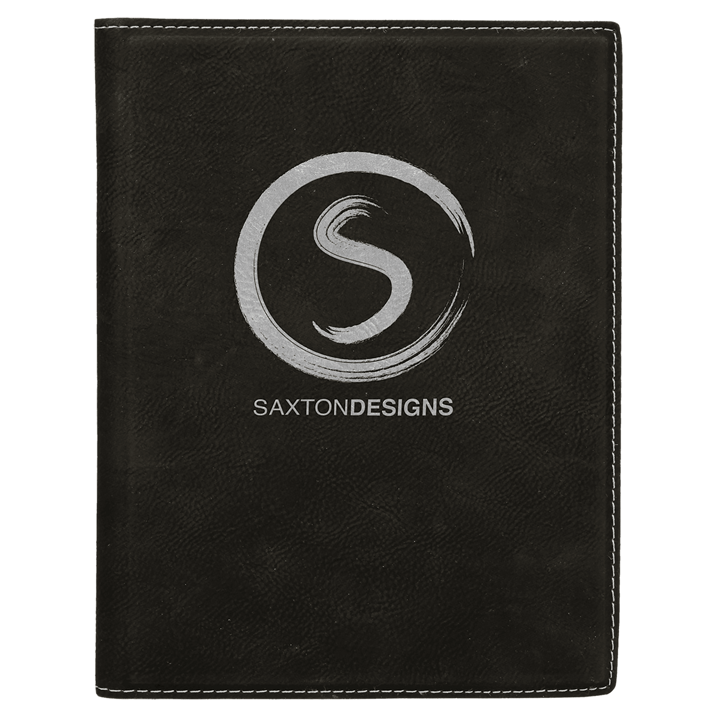 7" x 9" Black/Silver Laserable Leatherette Small Portfolio with Notepad