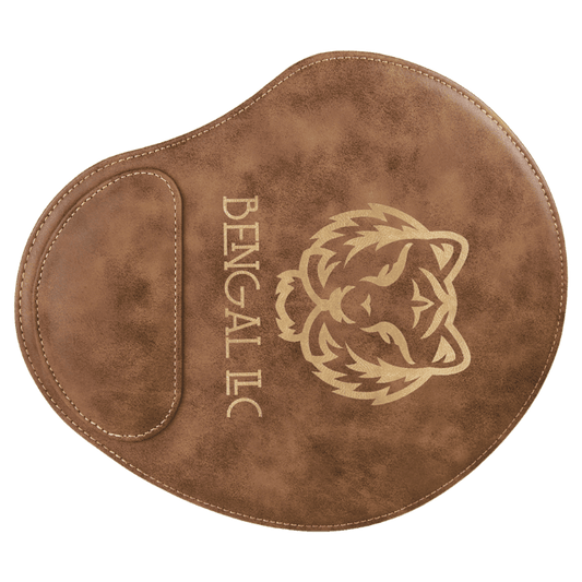 9" x 10 1/4" Rustic/Gold Laserable Leatherette Mouse Pad