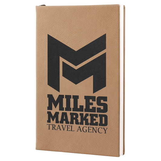 Light Brown 5 1/4" x 8 1/4" laser engravable leatherette journal personalized gift