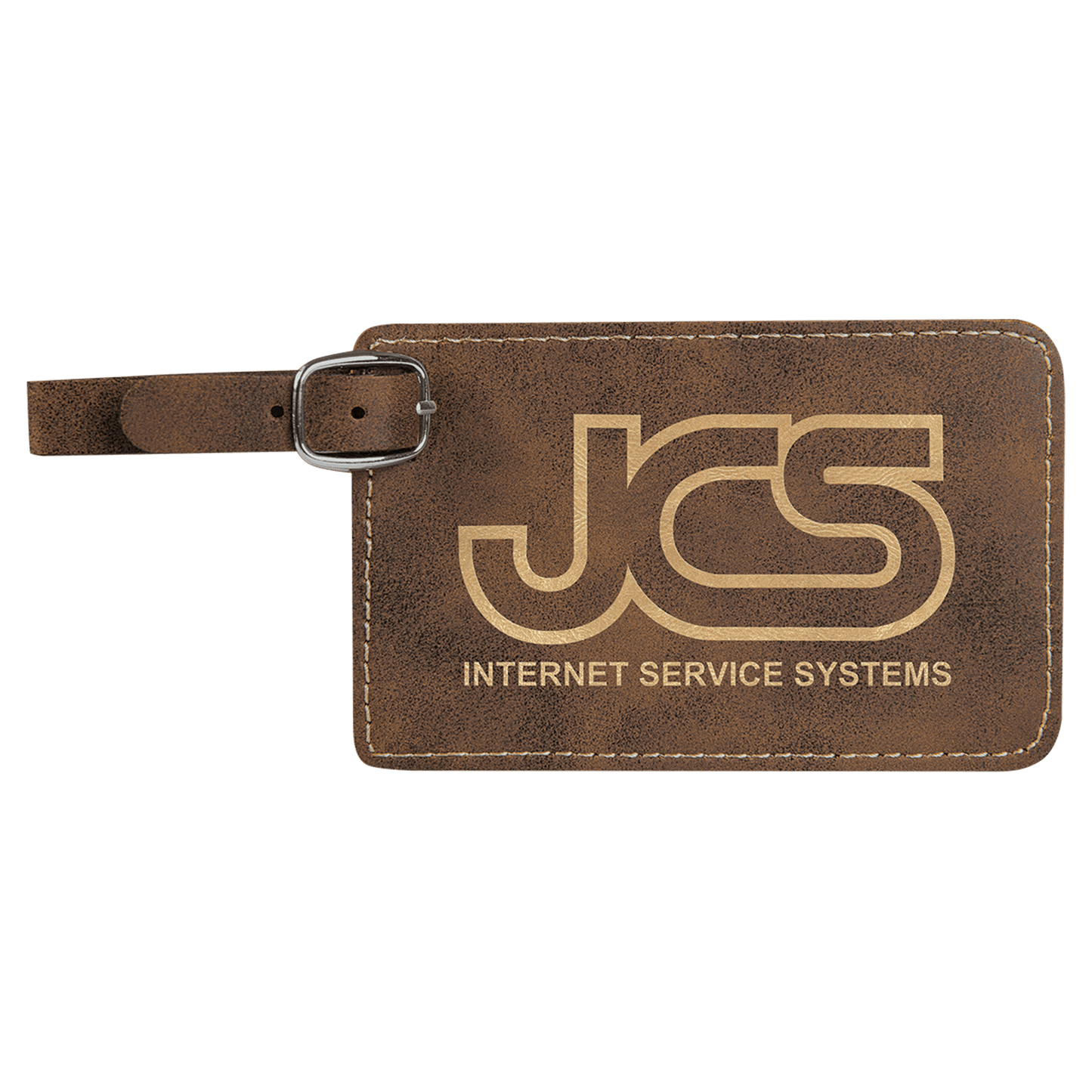 4 1/4" x 2 3/4" Rustic/Gold Laserable Leatherette Luggage Tag