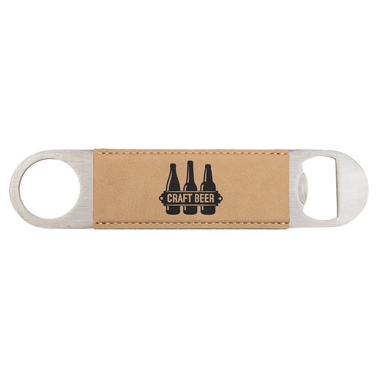 Light Brown laser engravable leatherette bottle opener personalized gift