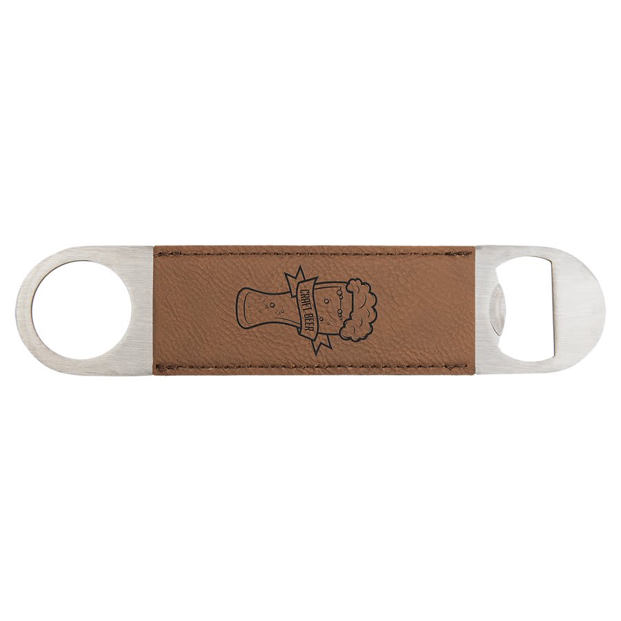 1 1/2" x 7" Dark Brown Laserable Leatherette Bottle Opener