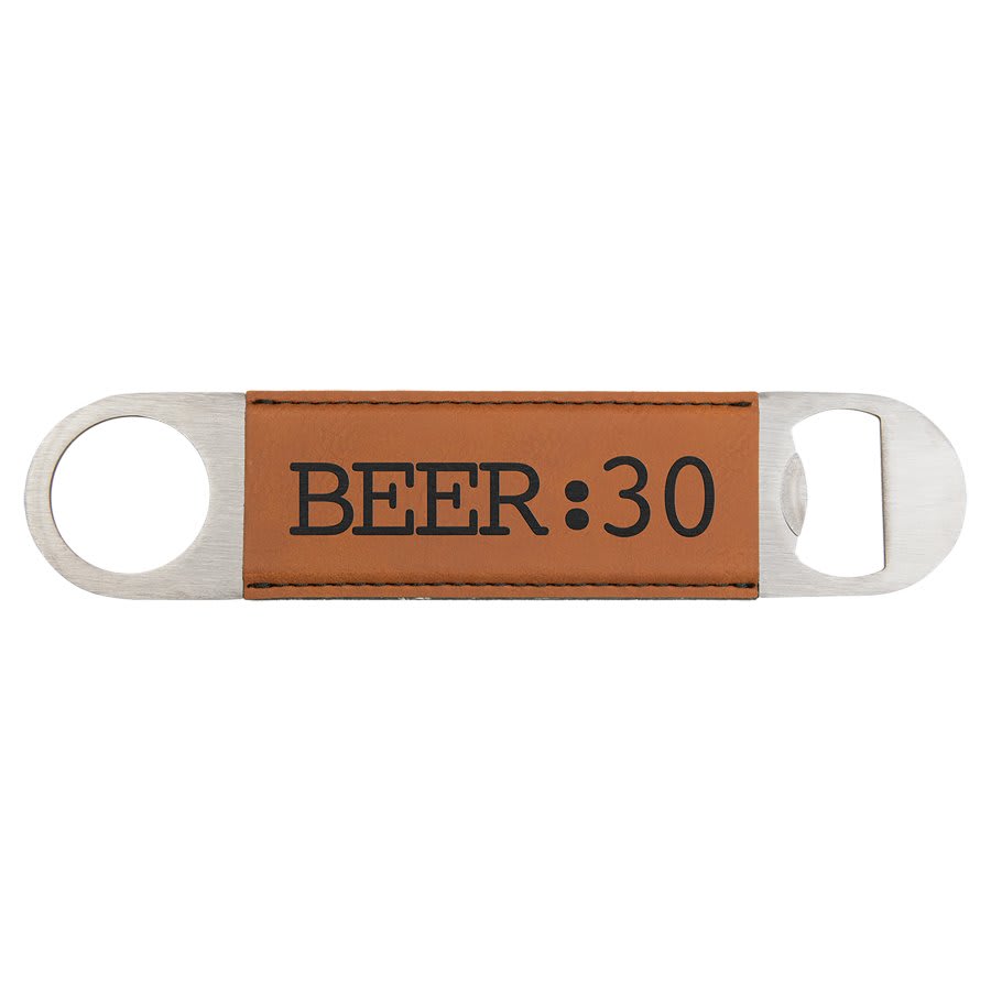 Rawhide laser engravable leatherette bottle opener personalized gift