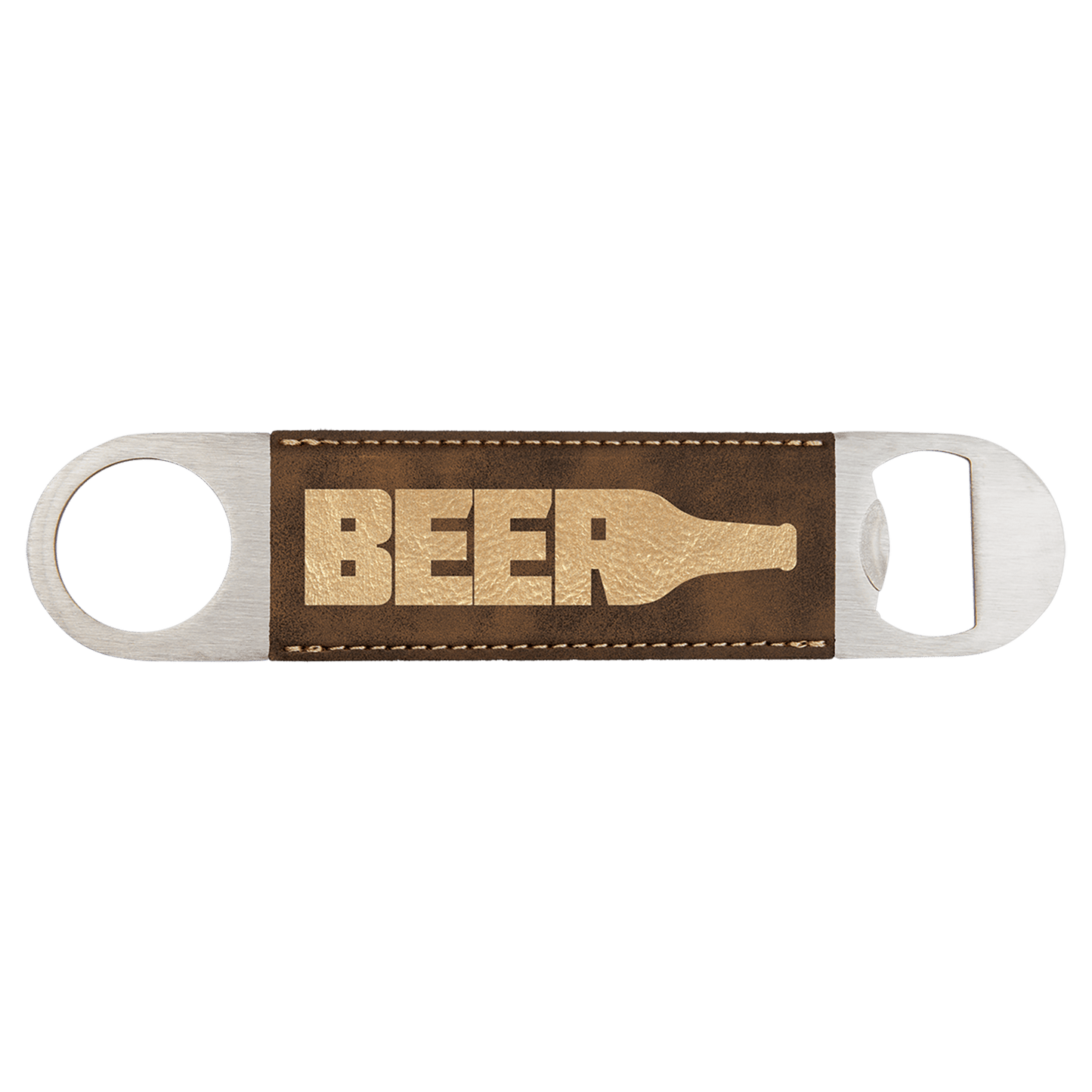Rustic/Gold laser engravable leatherette bottle opener personalized gift