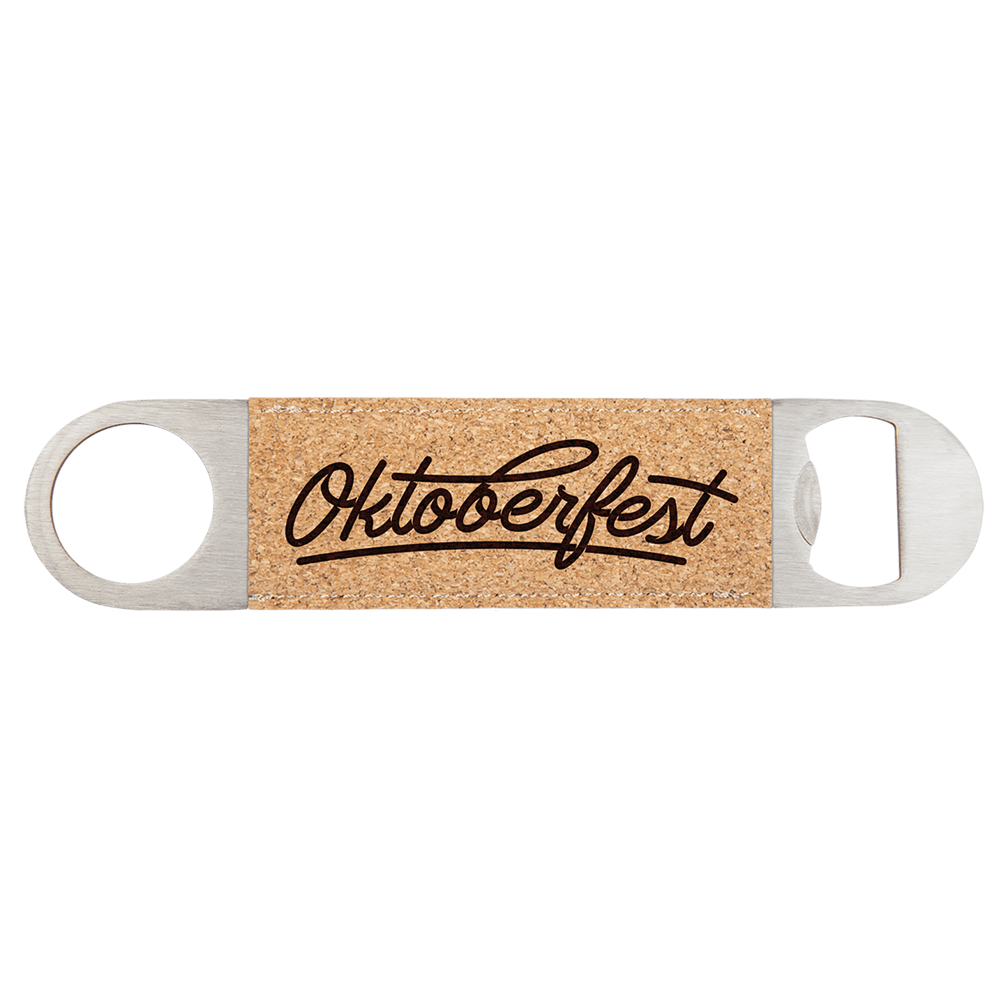 Personalized 7 inch cork and stainless steel bottle opener with custom engraved name or message
