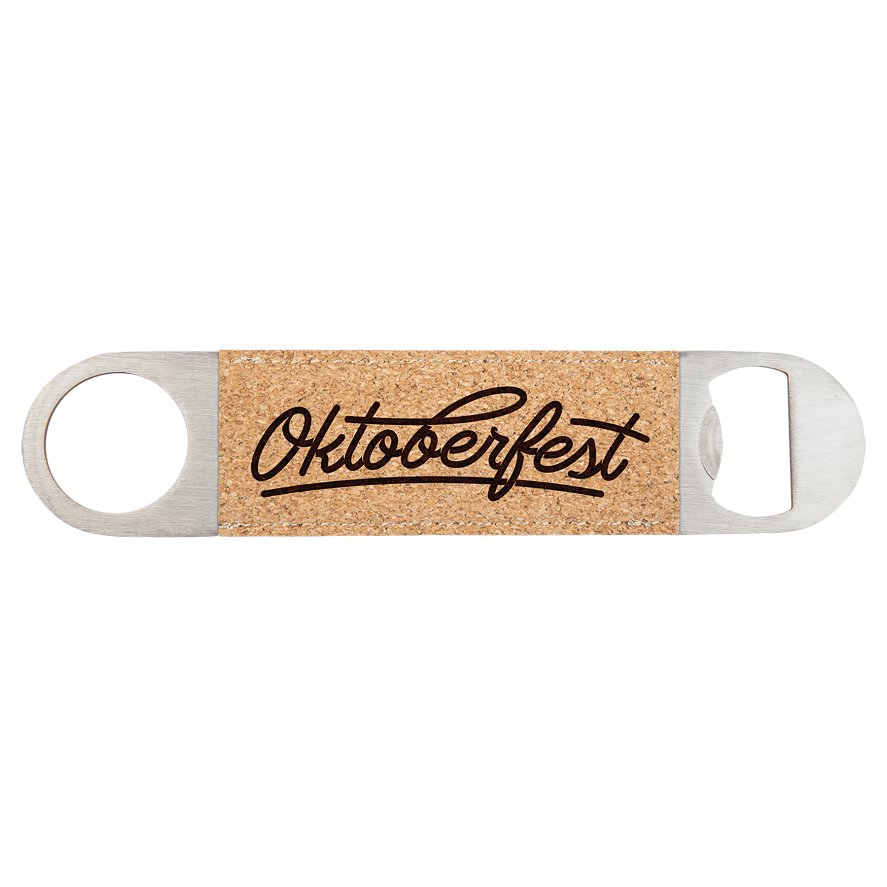 Personalized 7 inch cork and stainless steel bottle opener with custom engraved name or message