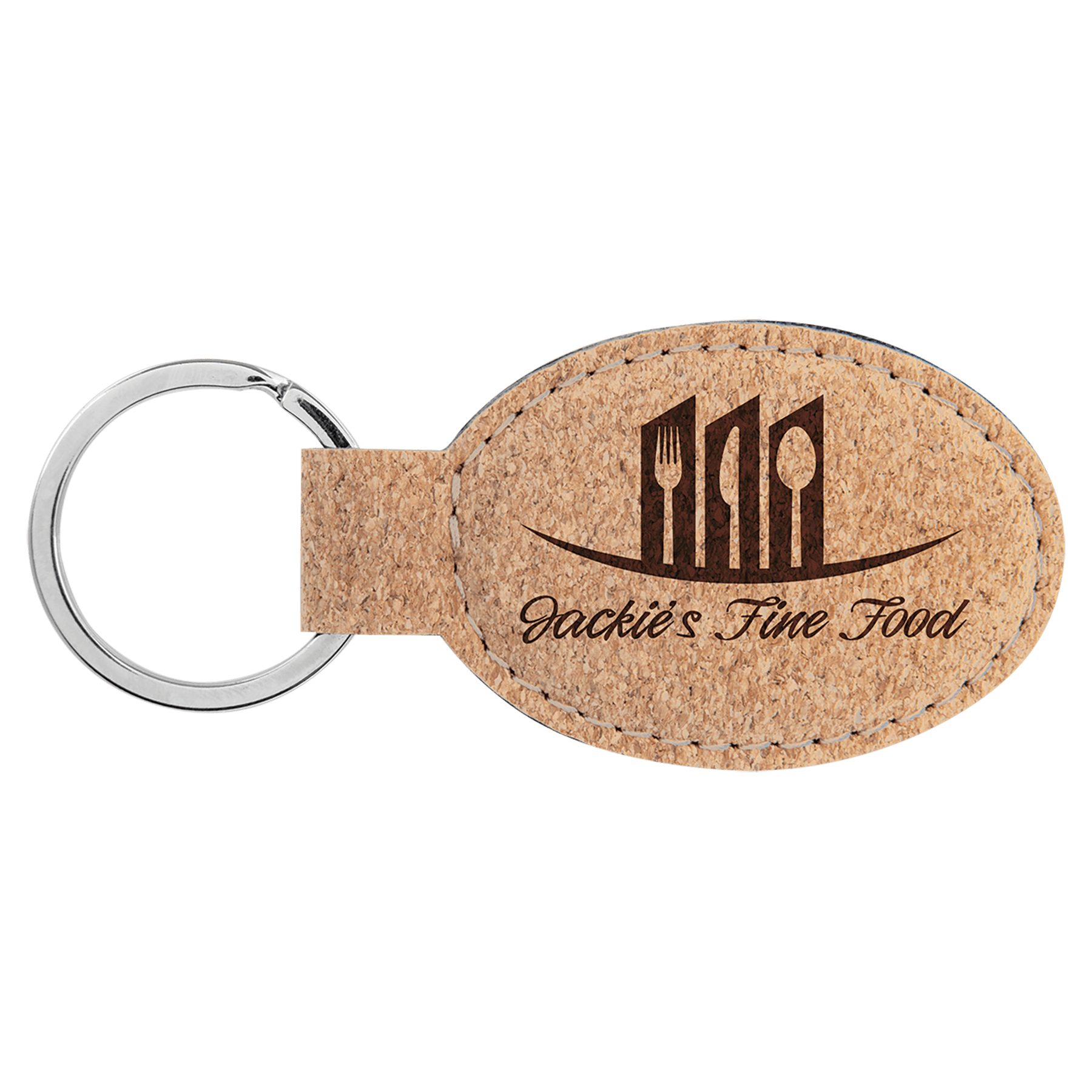 3" x 1 3/4" Cork Oval Keychain laser engravable