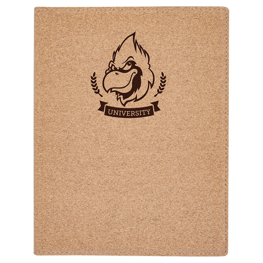 7" x 9" laser engravable cork portfolio notepad professional gift