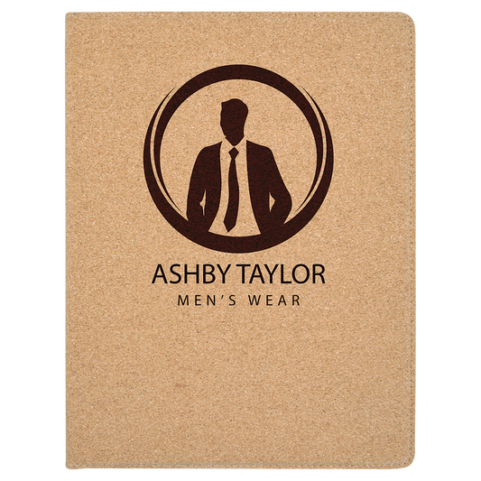 9 1/2" x 12" laser engravable cork portfolio notepad professional gift