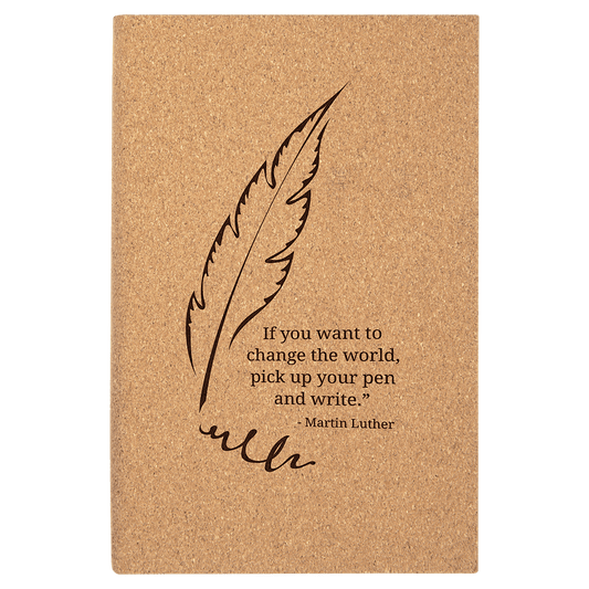 5 1/4" x 8 1/4" laser engravable cork journal personalized gift