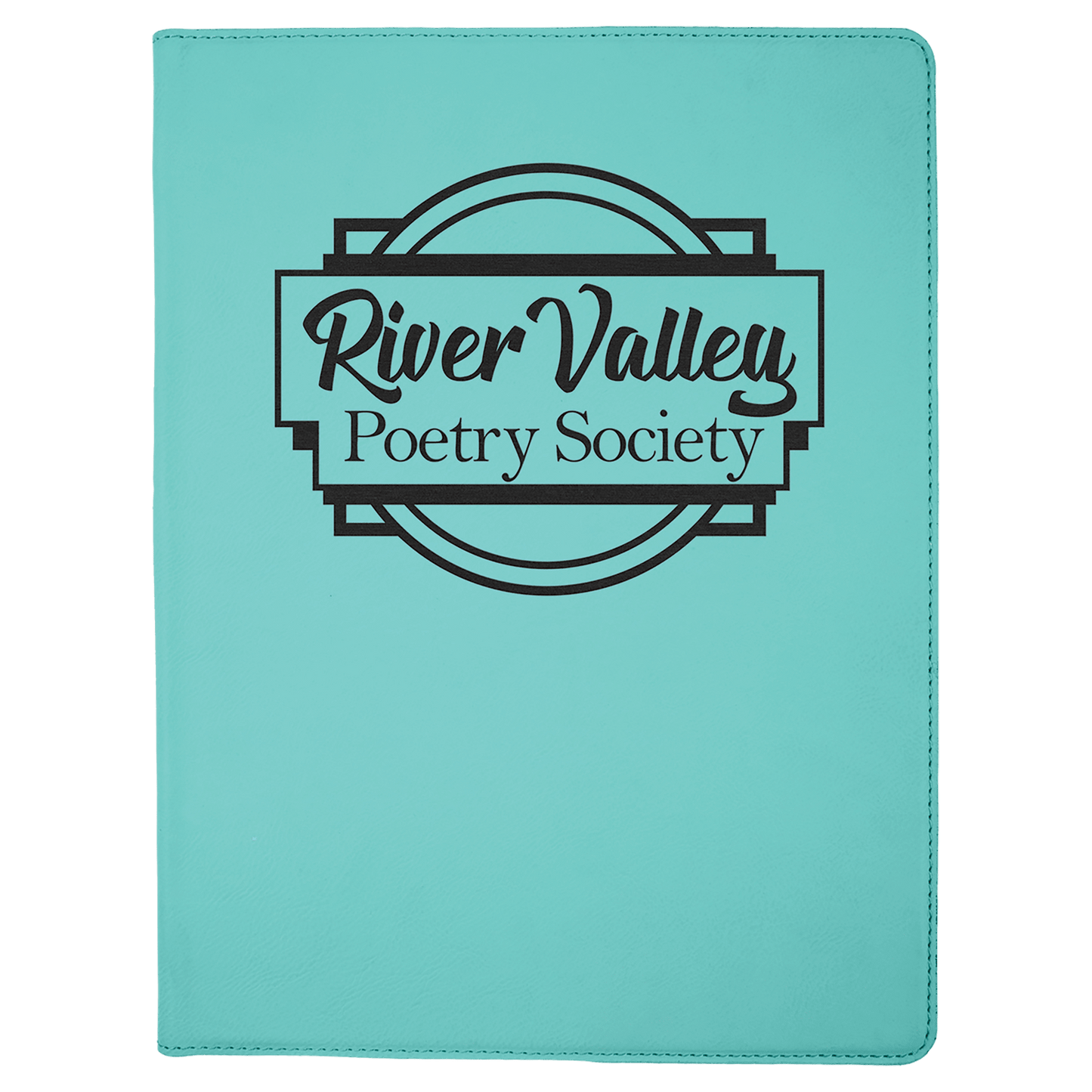 Teal 9 1/2" x 12" laser engravable leatherette portfolio notepad professional gift