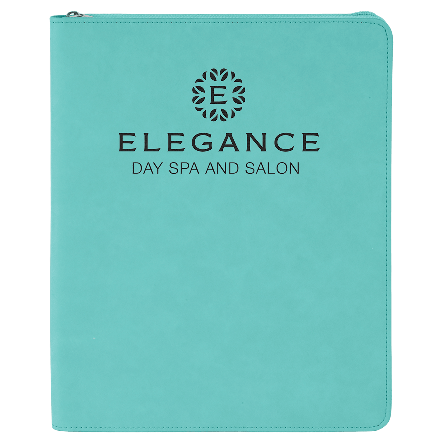 9 1/2" x 12" Teal with Zipper Laserable Leatherette Portfolio with Notepad
