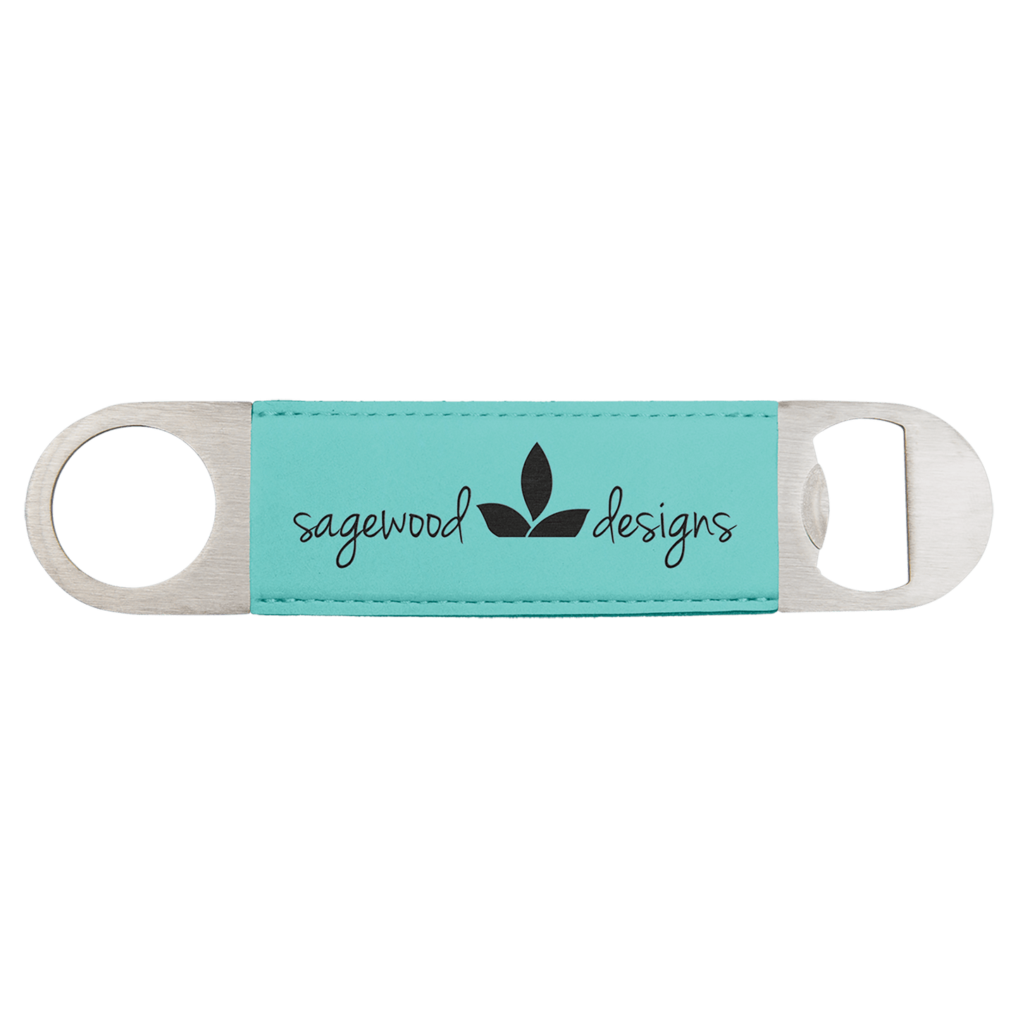 Teal laser engravable leatherette bottle opener personalized gift