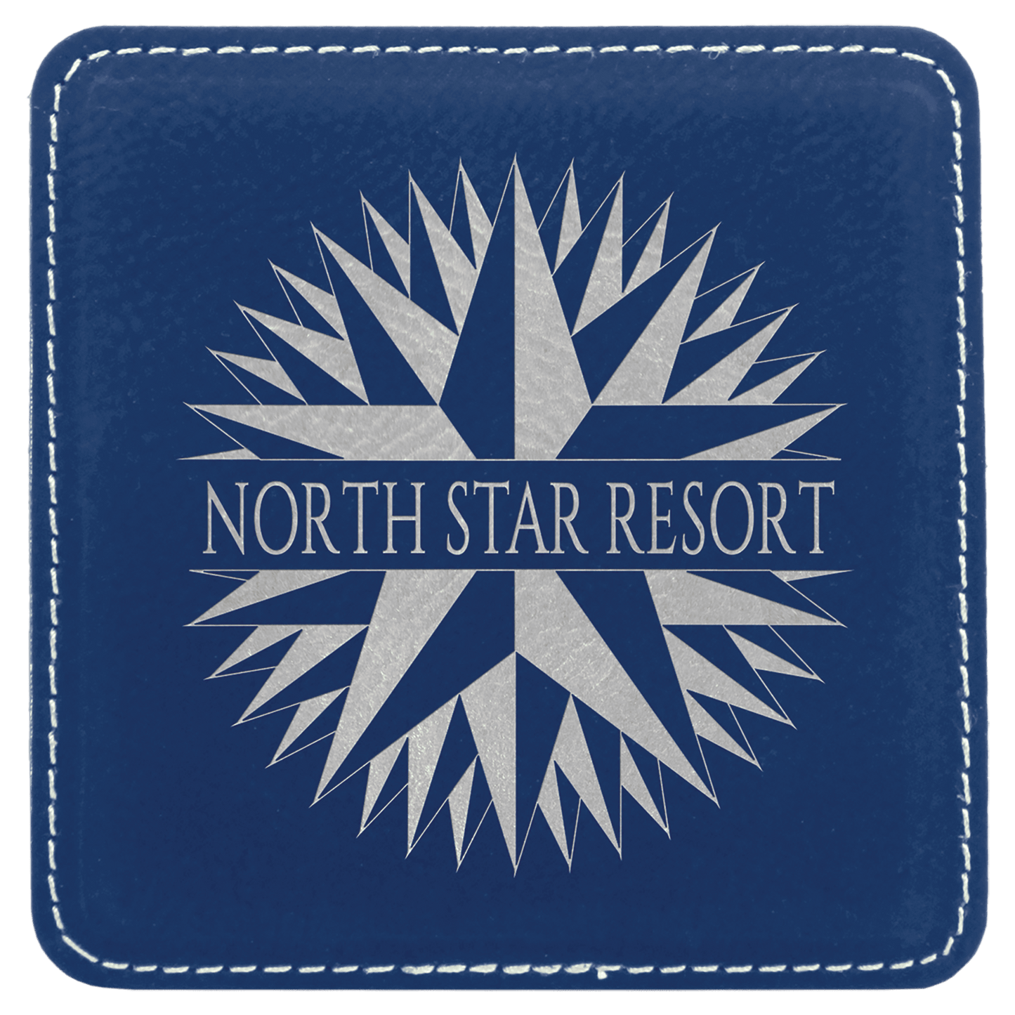 Blue/Silver 4" x 4" Square Laserable Leatherette 6-Coaster Set