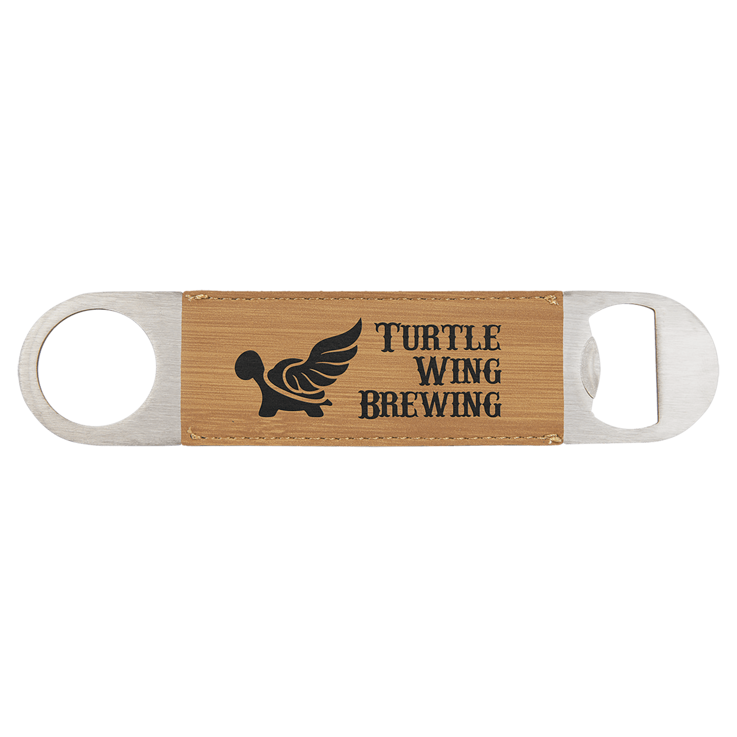 Bamboo laser engravable leatherette bottle opener personalized gift