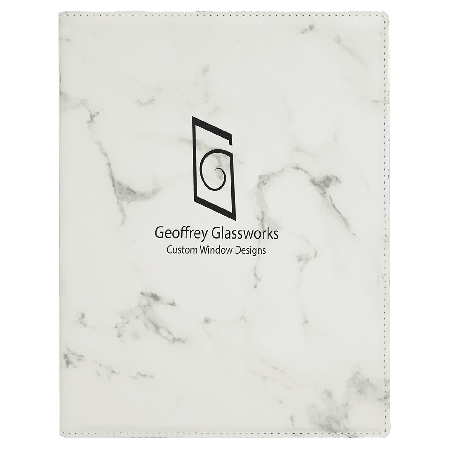 7" x 9" White Marble Laserable Leatherette Small Portfolio with Notepad