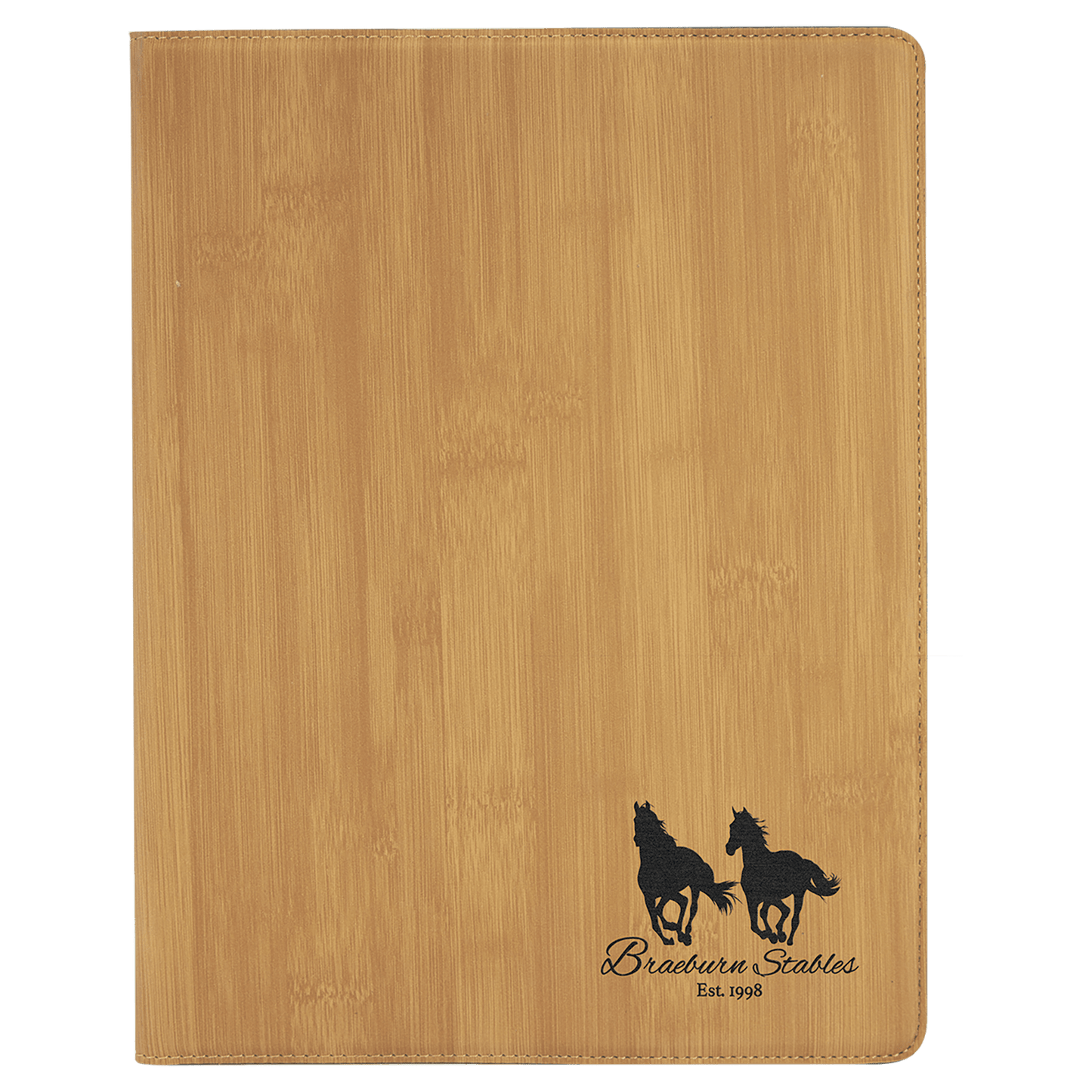 9 1/2" x 12" Bamboo Laserable Leatherette Portfolio with Notepad