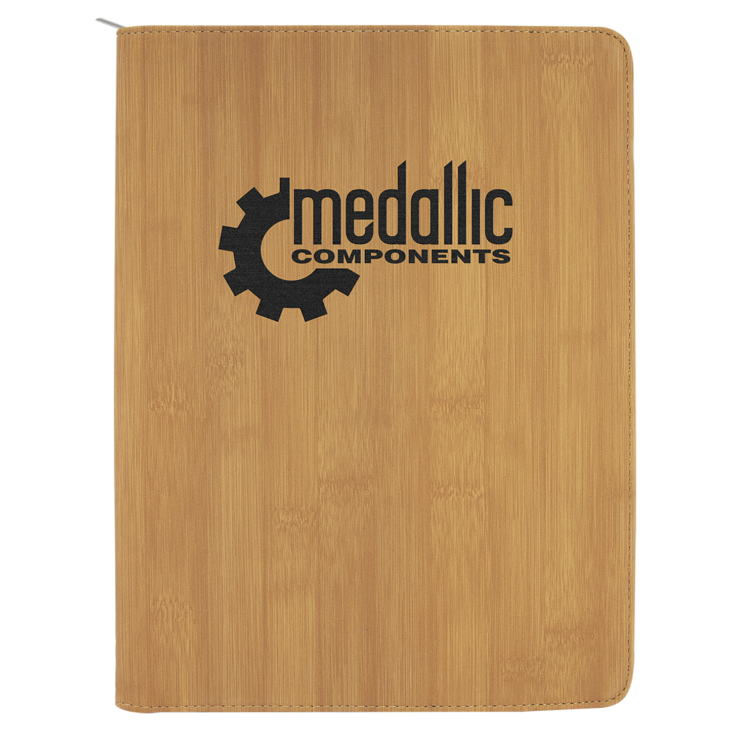 Bamboo 9 1/2" x 12" laser engravable leatherette portfolio notepad professional gift
